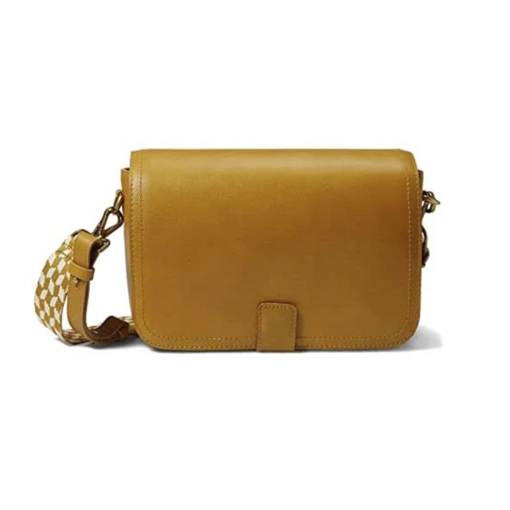 Madewell The Transport Flap Shoulder Bag: Checkerboard Webbing Strap Edition